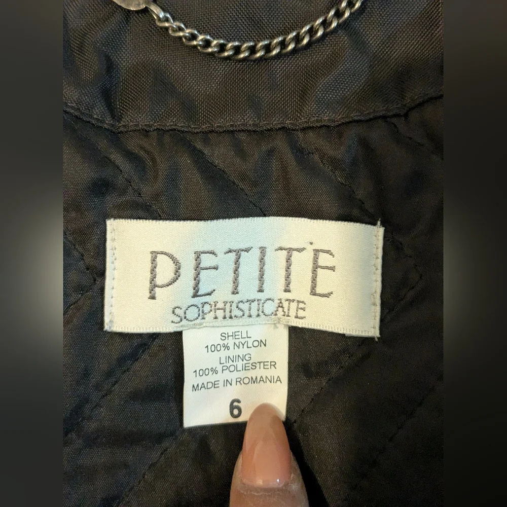 Petite Sophisticate Women's Brown Belted Puff Nylon Jacket - Picture 7 of 8